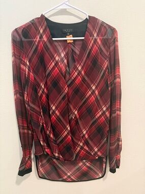 rag & bone Red Plaid Wrap-Style Blouse